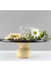 Akayev Mermer 28 Cm Ahşap Ayaklı Siyah Yuvarlak Sunum Tabağı