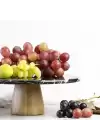 Akayev Mermer 28 Cm Ahşap Konik Ayaklı Siyah Yuvarlak Sunum Tabağı