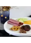 Akayev Mermer 28 Cm Altın Boncuk Ayaklı Beyaz Yuvarlak Kalın Sunum Tabağı