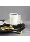 Akayev Mermer 28 Cm Altın Boncuk Ayaklı Siyah Yuvarlak Sunum Tabağı