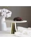 Akayev Mermer 28 Cm Altın Konik Ayak Beyaz Sunumluk