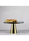 Akayev Mermer 28 Cm Altın Konik Ayak Siyah Sunumluk