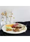 Akayev Mermer 28 Cm Beyaz Altın Boncuk Ayaklı Kuş Sunum Tabağı