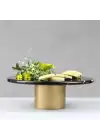 Akayev Mermer 28 Cm Metal Ayaklı Siyah Yuvarlak Sunum Tabağı