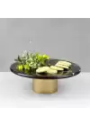 Akayev Mermer 28 Cm Metal Ayaklı Siyah Yuvarlak Sunum Tabağı