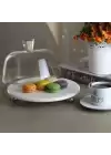 Akayev Mermer Beyaz 25 Cm Gümüş Boncuk Ayak Cam Fanus