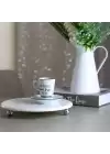 Akayev Mermer Beyaz 25 Cm Gümüş Boncuk Ayak Yuvarlak Sunumluk
