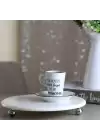 Akayev Mermer Beyaz 25 Cm Gümüş Boncuk Ayak Yuvarlak Sunumluk