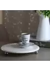 Akayev Mermer Beyaz 25 Cm Gümüş Boncuk Ayak Yuvarlak Sunumluk