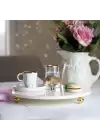 Akayev Mermer Beyaz 28 Cm Altın Boncuk Ayak Ginkgo Sunum Tabağı