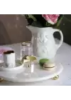 Akayev Mermer Beyaz 28 Cm Altın Boncuk Ayak Ginkgo Sunum Tabağı
