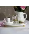 Akayev Mermer Beyaz 28 Cm Altın Boncuk Ayak Ginkgo Sunum Tabağı