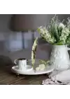 Akayev Mermer Beyaz 28 Cm Altın Boncuk Ayaklı Uzun Tüy Sunum Tabağı