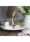 Akayev Mermer Beyaz 28 Cm Altın Boncuk Ayaklı Uzun Tüy Sunum Tabağı