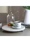 Akayev Mermer Beyaz 28 Cm Gümüş Boncuk Ayak Yuvarlak Sunumluk