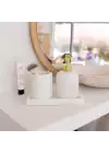 Akayev Mermer Beyaz 3 Parça Banyo Seti Mutfak Sıvı Sabunluk Seti