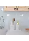 Akayev Mermer Beyaz 3 Parça Banyo Seti Mutfak Sıvı Sabunluk Seti