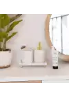 Akayev Mermer Beyaz 3 Parça Gold Ayak Banyo Seti Mutfak Sıvı Sabunluk Seti