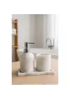 Akayev Mermer Beyaz 3 Parça Gümüş Banyo Seti Mutfak Sıvı Sabunluk Seti