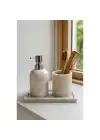 Akayev Mermer Beyaz 3 Parça Gümüş Banyo Seti Mutfak Sıvı Sabunluk Seti