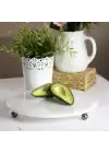 Akayev Mermer Beyaz 30 Cm Füme Boncuk Ayaklı Yuvarlak Sunumluk