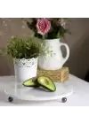 Akayev Mermer Beyaz 30 Cm Füme Boncuk Ayaklı Yuvarlak Sunumluk