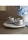 Akayev Mermer Beyaz 30 Cm Gümüş Boncuk Ayak Yuvarlak Sunumluk