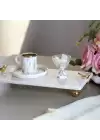 Akayev Mermer Beyaz 30x15 Cm Altın Ayak Kuş Sunum Tabağı
