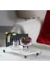 Akayev Mermer Beyaz 30x15 Cm Füme Boncuk Ayak Sunumluk