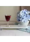 Akayev Mermer Beyaz 30x15 cm Gümüş Boncuk Ayaklı Sunum Tabağı