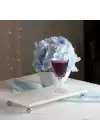 Akayev Mermer Beyaz 30x15 cm Gümüş Boncuk Ayaklı Sunum Tabağı