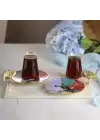 Akayev Mermer Beyaz 30x20 Cm Altın Ginkgo Sunum Tabağı
