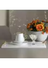 Akayev Mermer Beyaz 30x20 Cm Altın Kuş Sunum Tabağı