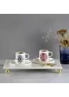 Akayev Mermer Beyaz 30x20 cm Boncuk Ayaklı Sunum Tabağı