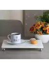 Akayev Mermer Beyaz 30x20 cm Gümüş Boncuk Ayaklı Sunum Tabağı