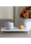 Akayev Mermer Beyaz 30x20 cm Gümüş Boncuk Ayaklı Sunum Tabağı