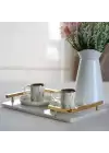 Akayev Mermer Beyaz Altın L Dizayn 30x20 cm Tepsi