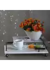 Akayev Mermer Beyaz Füme Boncuk Ayak L Dizayn 30x20 cm Tepsi