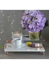 Akayev Mermer Beyaz Rose Gold Boncuk Ayak L Dizayn 30x20 cm Tepsi