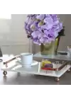 Akayev Mermer Beyaz Rose Gold Boncuk Ayak L Dizayn 30x20 cm Tepsi
