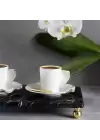 Akayev Mermer Siyah 30x20 cm Altın Boncuk Ayaklı Sunum Tabağı
