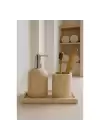 Akayev Mermer Traverten 3 Parça Gümüş Banyo Seti Mutfak Sıvı Sabunluk Seti