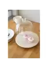 Akayev Traverten 25 Cm Ahşap Boncuk Ayaklı Cam Fanus