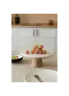 Akayev Traverten 25 Cm Ahşap Konik Ayaklı Yuvarlak Sunumluk