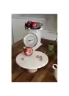 Akayev Traverten 25 Cm Ahşap Konik Ayaklı Yuvarlak Sunumluk