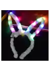 Led Işıklı Peluş Tavşan Kulak Taç Beyaz