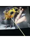 Lüks Taşlı Saplı Balo Maskesi Altın Renk