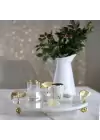 Akayev Mermer Beyaz 30 Cm Altın Ayak Ginkgo Yuvarlak Sunum Tabağı