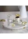 Akayev Mermer Beyaz 30 Cm Altın Ayak Ginkgo Yuvarlak Sunum Tabağı