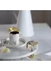 Akayev Mermer Beyaz 30 Cm Altın Ayak Ginkgo Yuvarlak Sunum Tabağı
